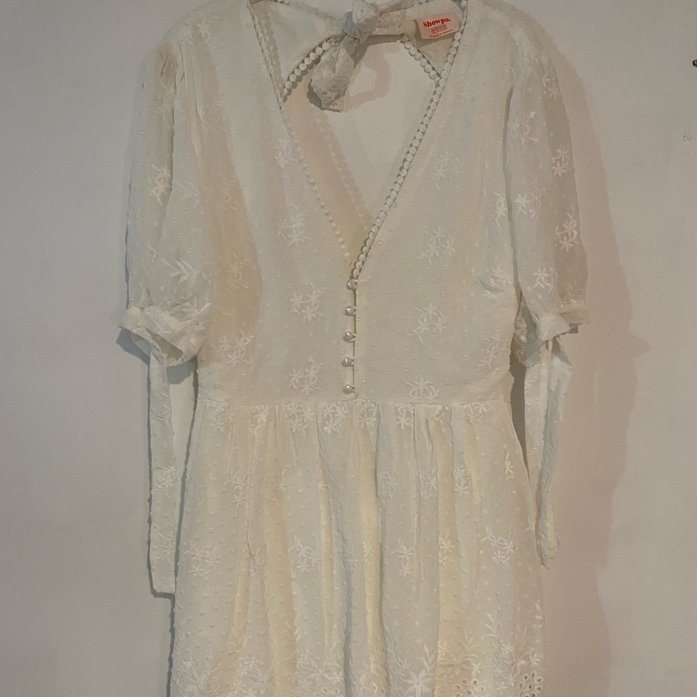 ShowPo Lace Open Back White Dress